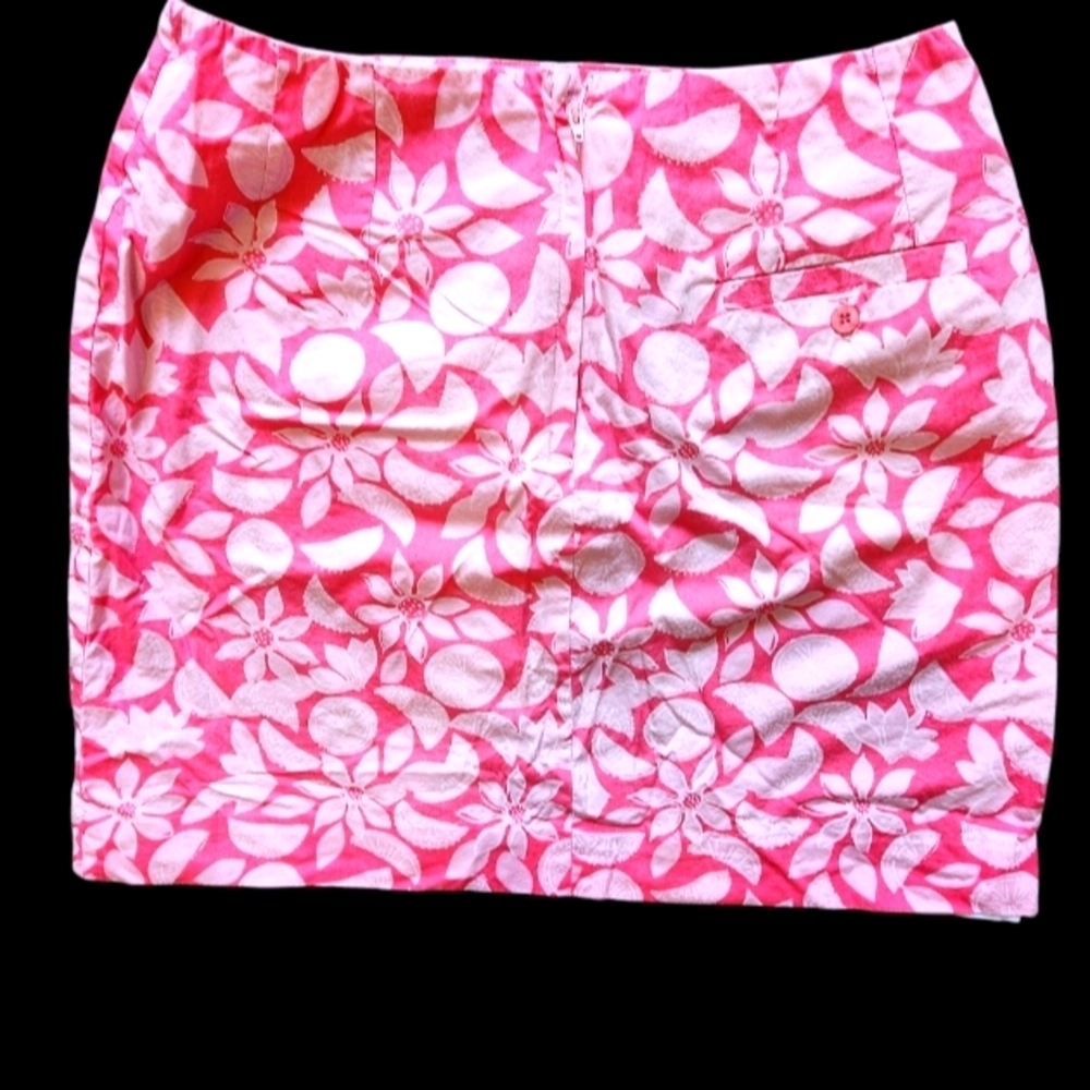 EUC Lilly Pulitzer Pink & Floral Print 100% Cotton Lined Mini Skirt - Size 6